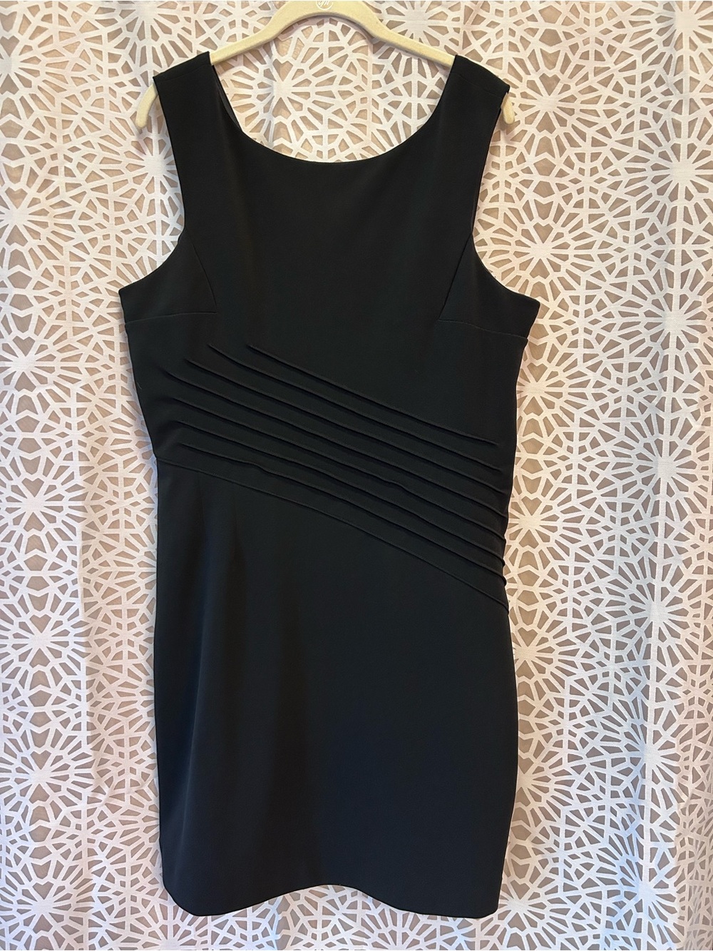 Boston Proper Black Sleeveless Pleated Sheath Dress Size 16